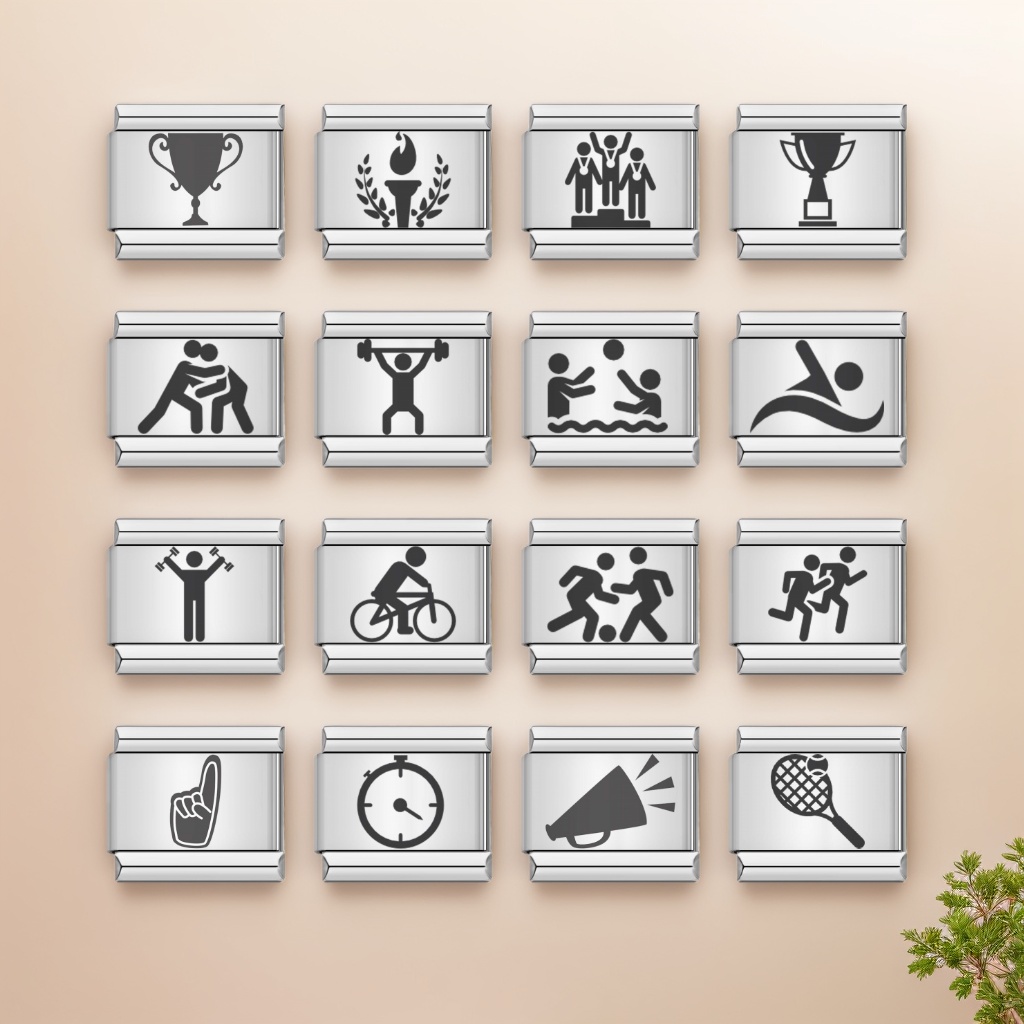 Jewelry Making Game - ステンレス鋼のレーザーチャーム,スポーツゲーム,サッカー,水泳,テニス,DIYジュエリー,ファッションジュエリー,9mm,卸売