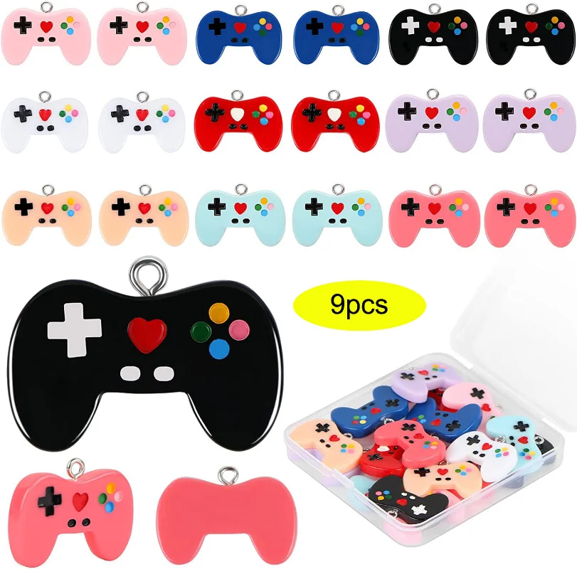 Jewelry Making Game - 女性用レジンビデオゲームコントローラー,9個,ペンダント,キー用,樹脂製ビデオゲーム,DIYジュエリー,パーティー用,好意用