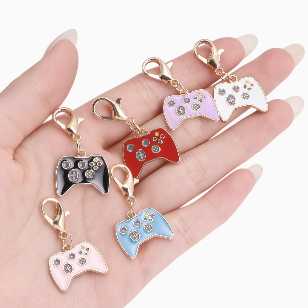 Jewelry Making Game - 10個入りエナメル製ゲームコントローラーチャーム、ロブスターバックルキット付き、ジュエリー製作、DIY財布バッグ装飾、DIYアクセサリー用合金ペンダント