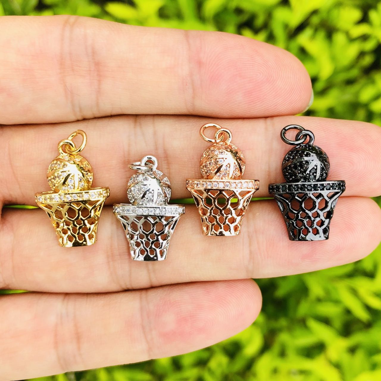 Jewelry Making Game - 5 個のジルコニアパヴェ銅バスケットボールゲームチャーム女性ジュエリー作成 DIY ブレスレットネックレスアクセサリー