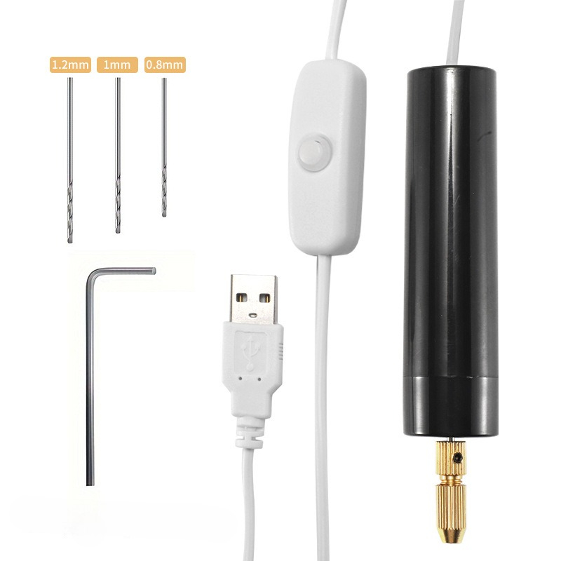 Jewelry Making Dc - ミニUSB電源式電動ドリル、ハンドヘルド回転ツール、エポキシ樹脂ジュエリー製作、パールキーホルダー、木材、プラスチック工芸、穴あけ、切断、ドリルキット、DIYアート用品、ポータブル、軽量、低騒音