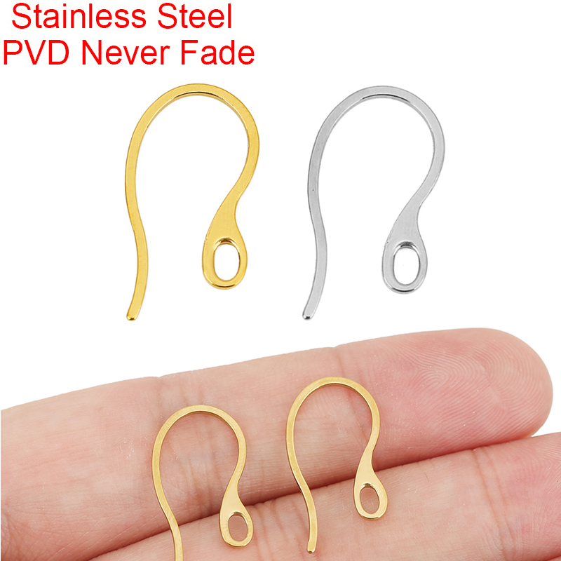 Jewelry Making Essentials - 20個入り 低刺激性ステンレス製イヤリングフック PVD加工で色褪せなし 丈夫なイヤリング留め具 DIYジュエリー用品用