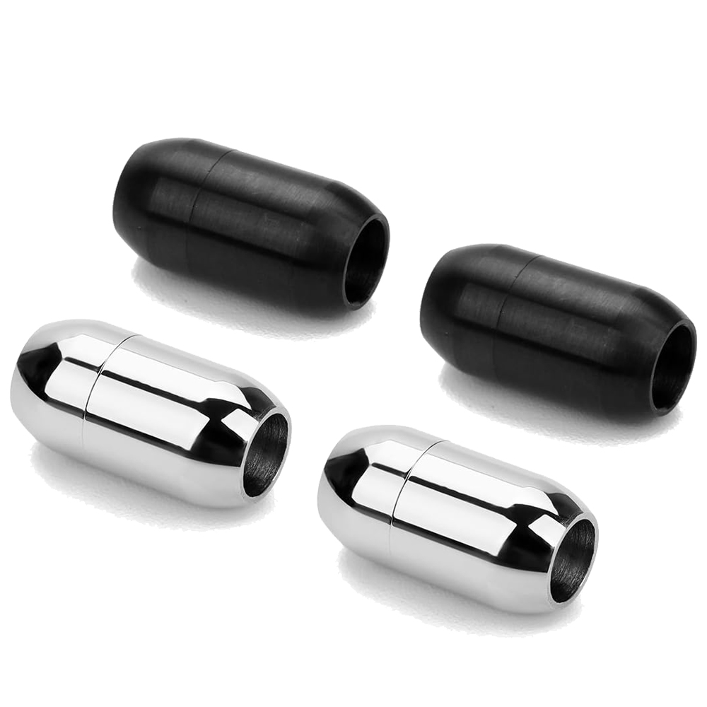 Jewelry Making Essentials - 2 個ステンレス鋼磁気クラスプレザーコードエンドキャップジュエリー男性女性ネックレスブレスレット DIY 作成用品工芸品