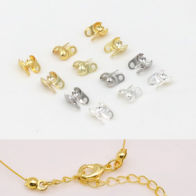 Jewelry Making Knots - 18K金メッキカロットビーズチップノットカバークリンプエンドコネクターDIYジュエリー製作ブレスレットネックレスアクセサリー用