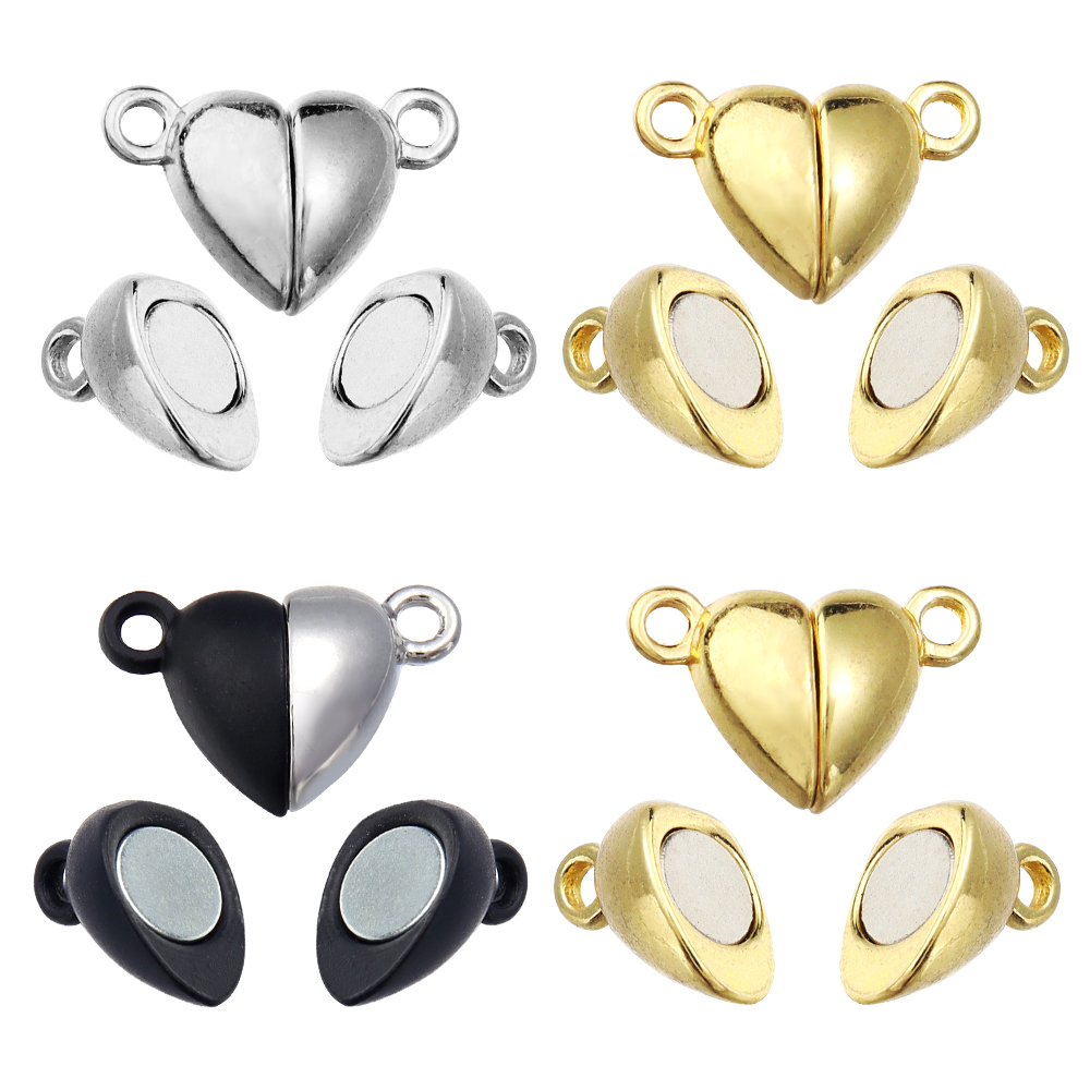 Jewelry Making Essentials - 5 ピース/ロット合金ラブハート型磁気クラスプネックレスブレスレット用マグネットエンドクラスプコネクタ DIY ジュエリー作成用品