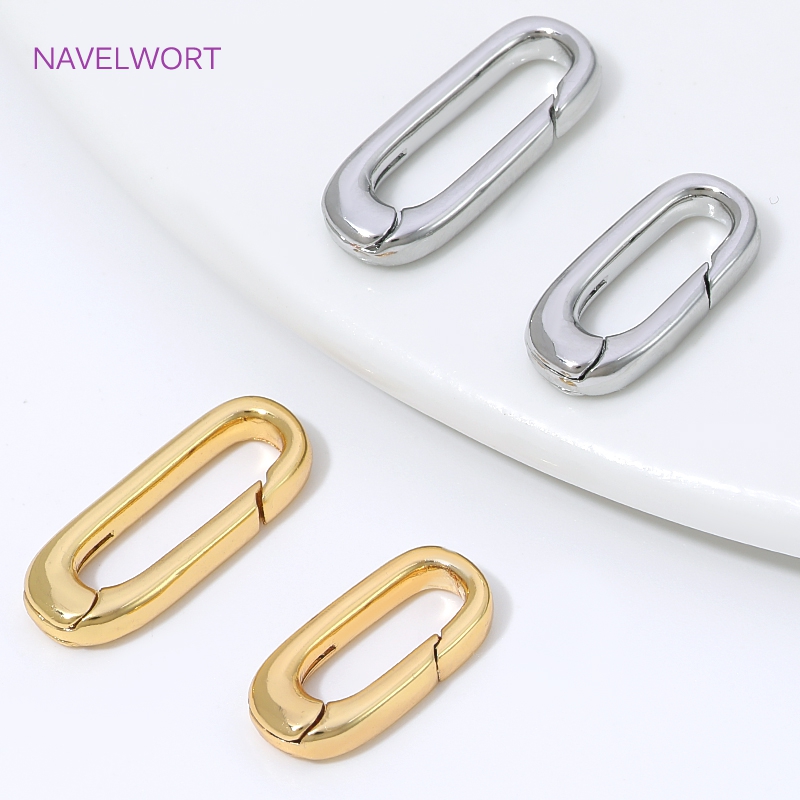 Jewelry Making Essentials - 1/2/4個入り 18K金メッキオーバルスプリングクラスプ ジュエリー用、カラビナネックレスクラスプ留め具コネクター、DIYブレスレット製作パーツ