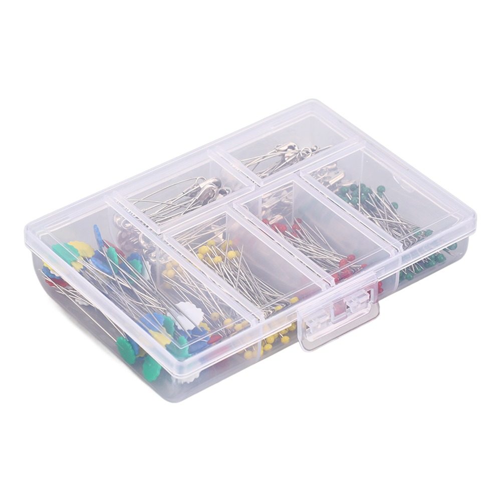 Head Pin Assorted - 400個入り 大容量ソーイングピンセット。多色アソート。DIY装飾用ピン、梅の花型ピン、金属ピン、ストレートピン。