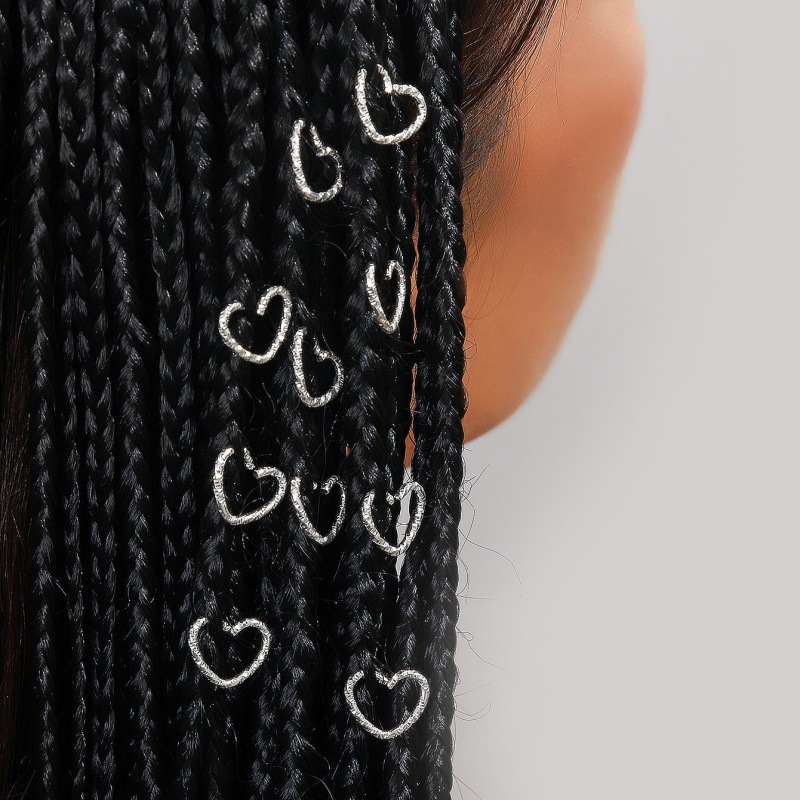 Jewelry Making Knots - 20-30 個スター & ラブエンボスヘアフープアクセサリー DIY ジュエリーメイキングブレイダーチャームオープン編組ヘアツール