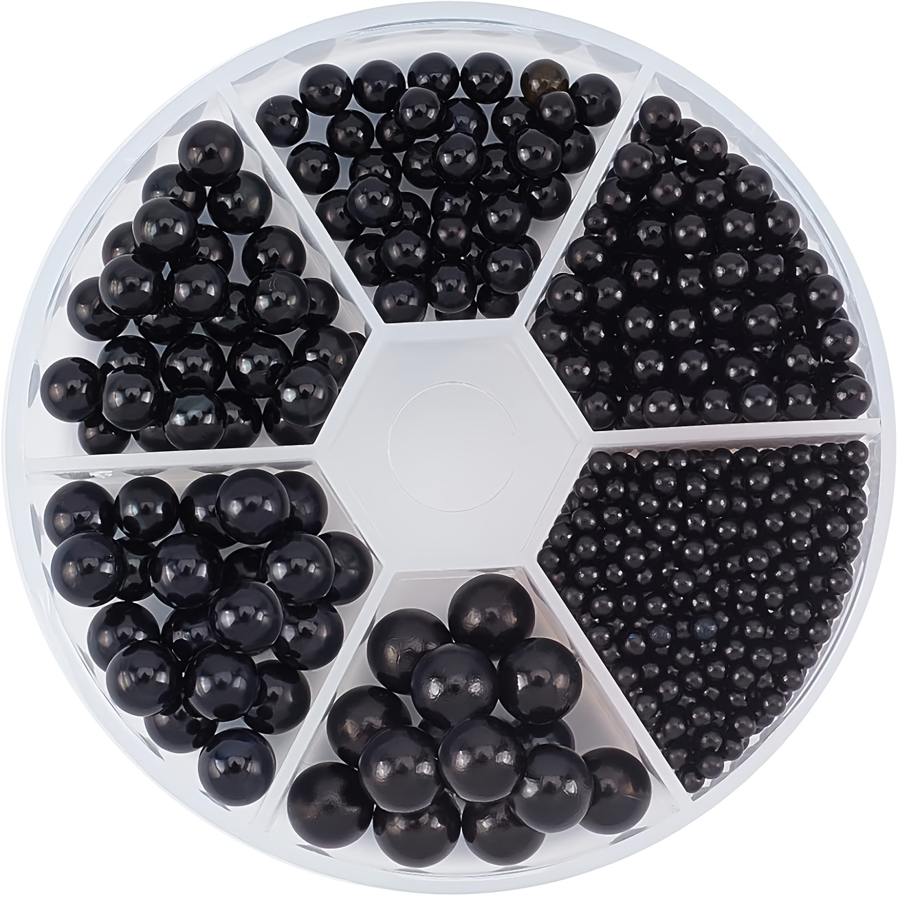Bead Organizer Tray - 1100個入り 3/4/5/6/7/8mm ブラック丸ビーズセットボックスは、DIYブレスレット作成用の小さなギフトや花瓶の詰め物として使用できます。