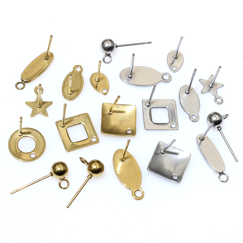 Jewelry Making Essentials - 20個ステンレス鋼クラフトイヤリングスタッド幾何学的多角形イヤリングポストコネクタDIYイヤリングジュエリー製造用品