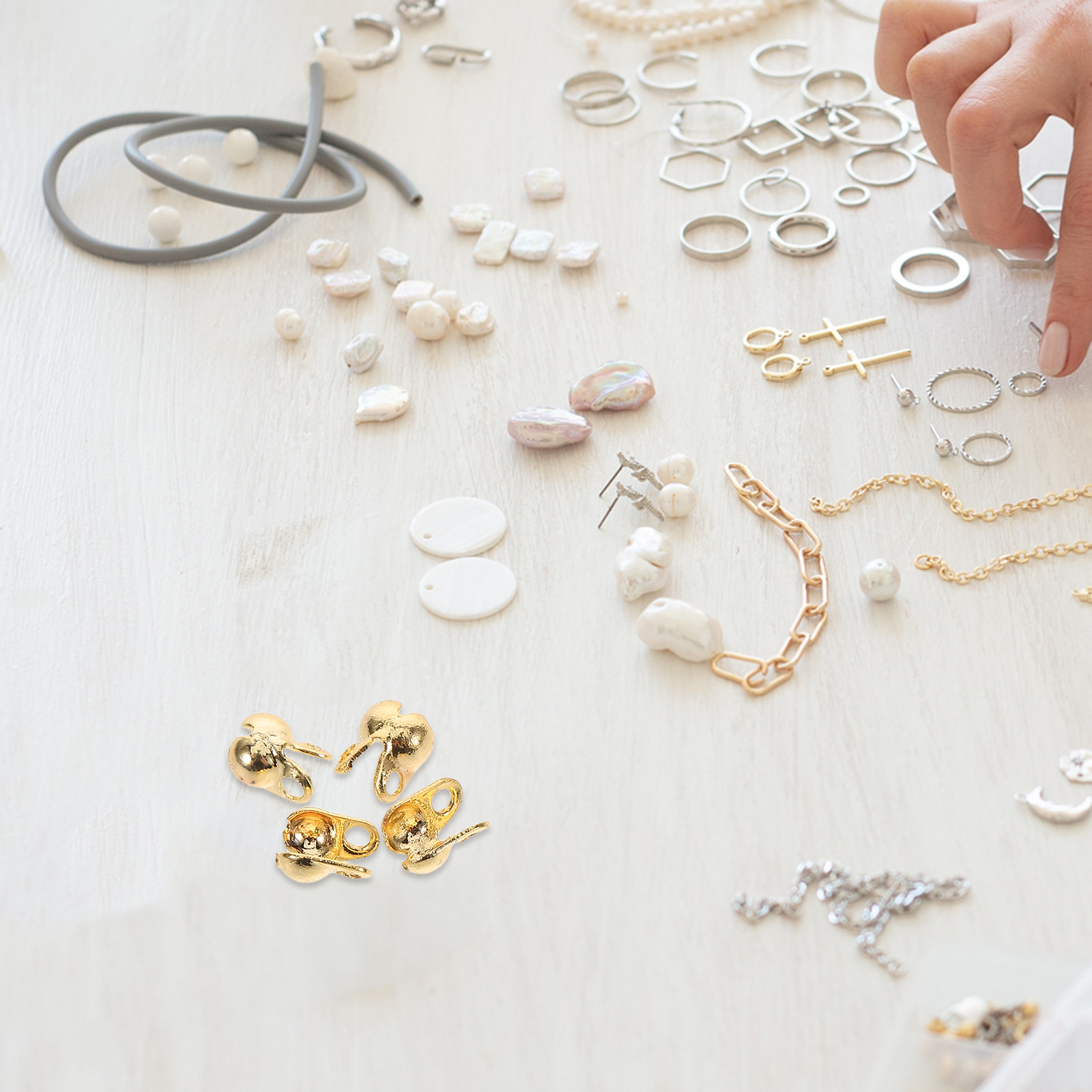 DIYジュエリー製作用、銅メッキ加工の貝殻型エンドバックル1 - Jewelry Making Knots のレビューと価格