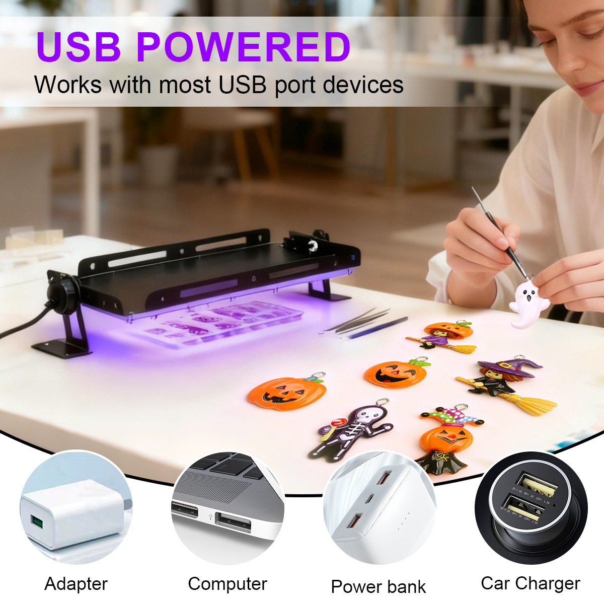 50 96 144 LED UVレジン硬化ライト ポータブル - Jewelry Making Dc のレビューと価格