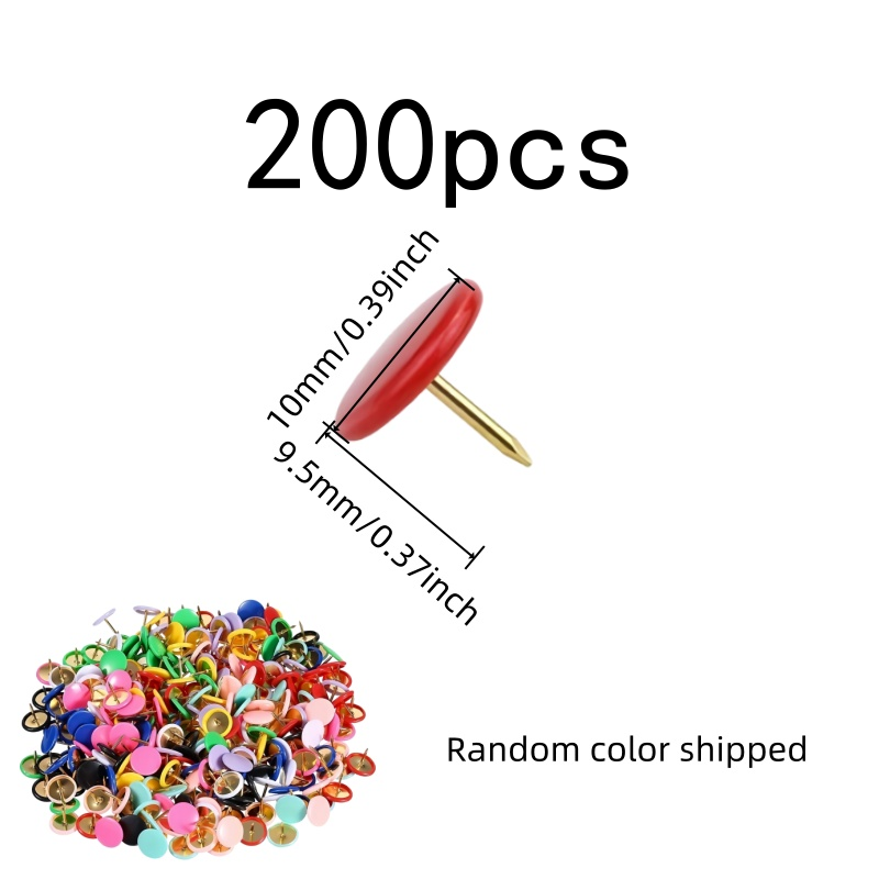 200個の丸頭プッシュピン、ソフトコーティンググリップ、カレ - Head Pin Assorted のレビューと価格