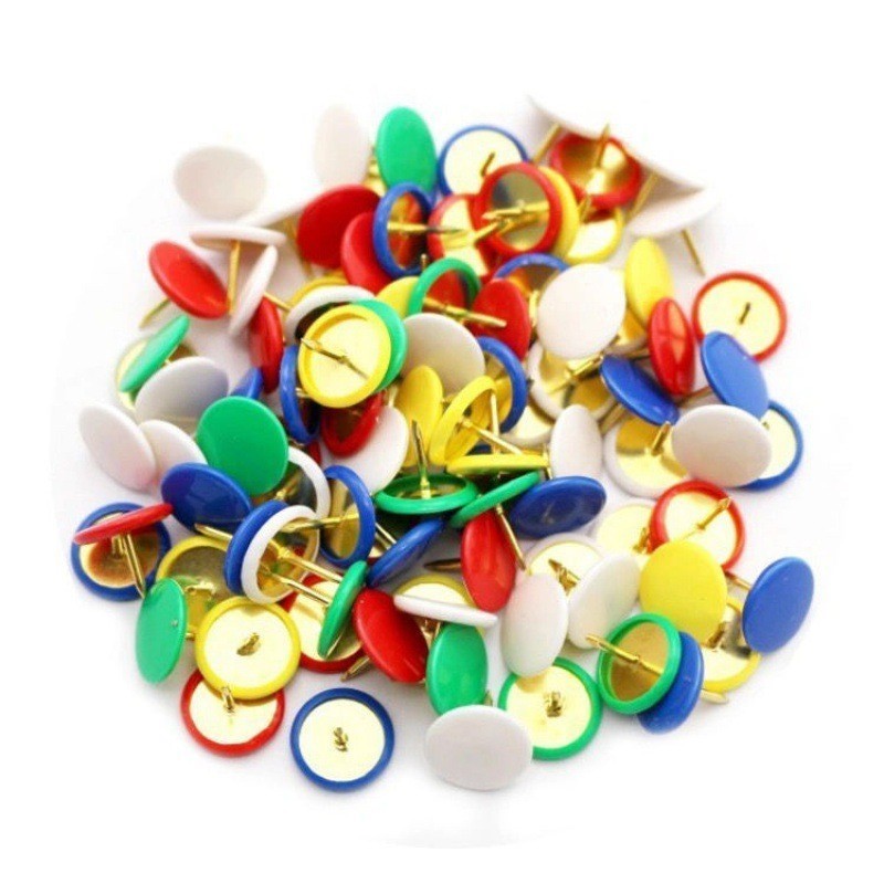 118個の丸頭プッシュピン、ランダムカラーアソート、ソフトコ - Head Pin Assorted のレビューと価格