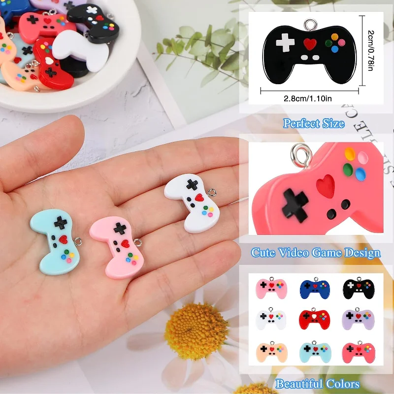 女性用レジンビデオゲームコントローラー,9個,ペンダント,キ - Jewelry Making Game のレビューと価格