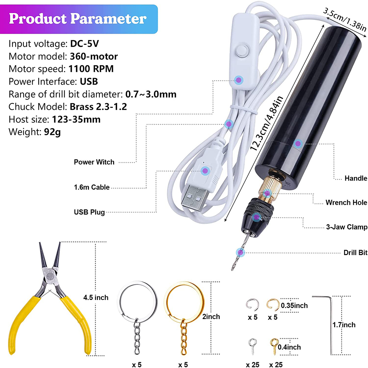 ハンドヘルドミニ電気ドリル DIY 電気 USB 電気ドリル - Jewelry Making Dc のレビューと価格