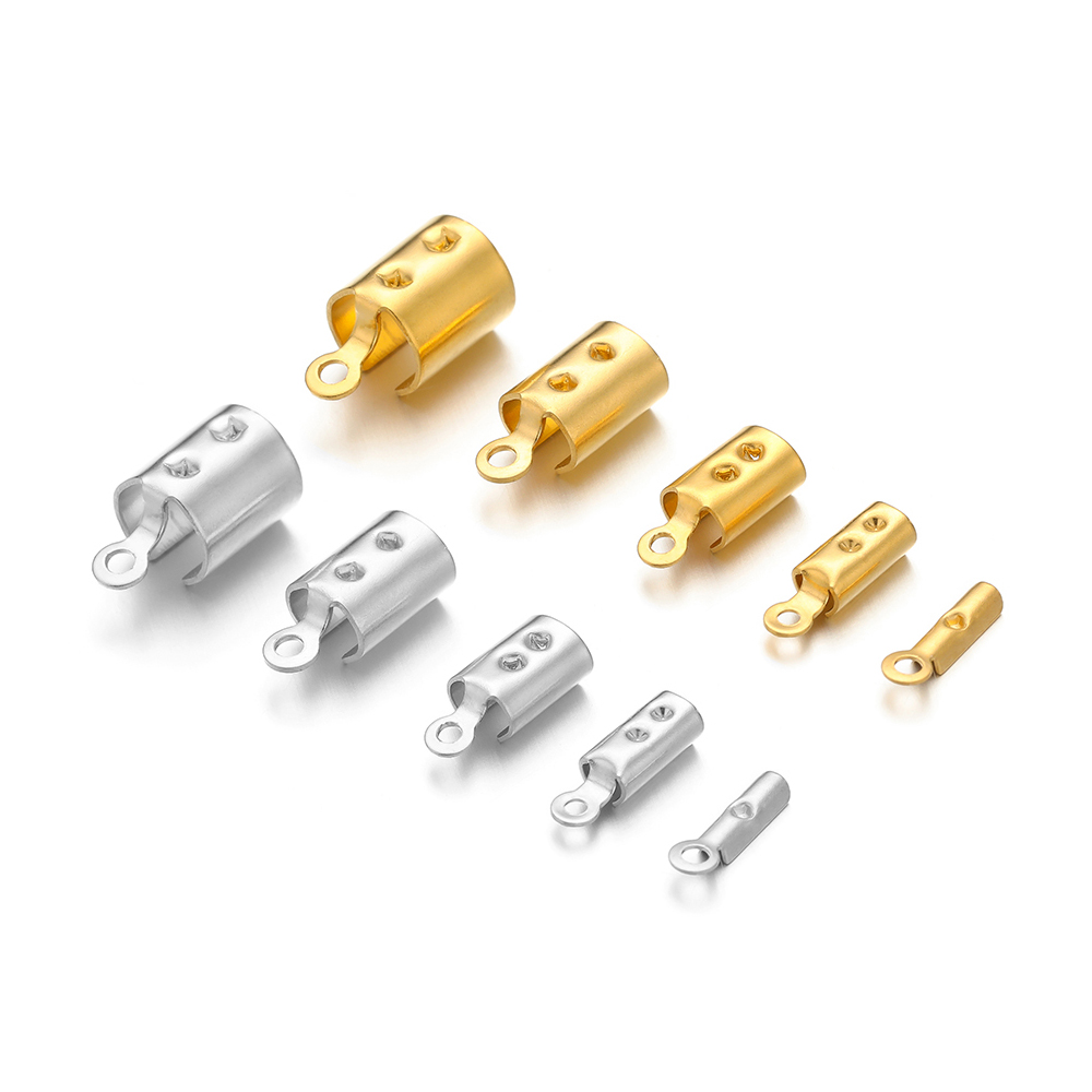 50 個のステンレス鋼高品質圧着エンドビーズキャップレザーコ - Jewelry Making Essentials のレビューと価格