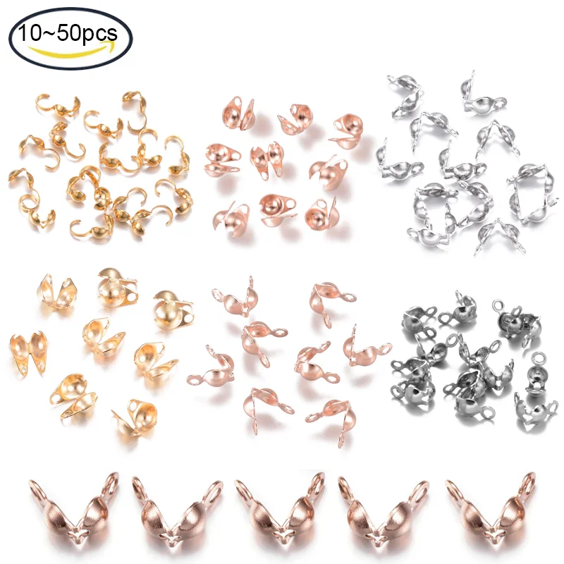 ステンレス鋼のクラムシェルビーズチップ,10〜50個,結び目 - Jewelry Making Knots のレビューと価格