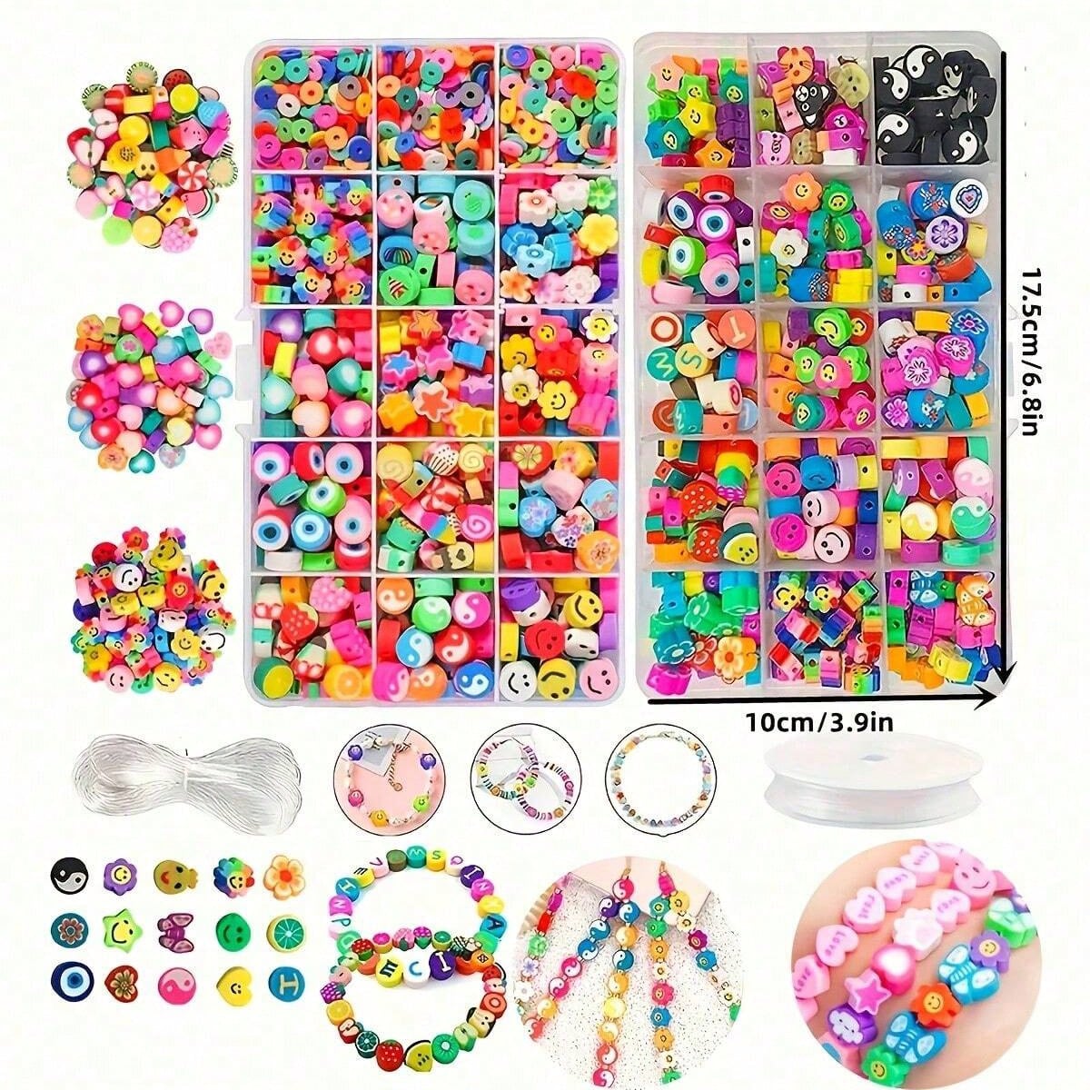1450/1200/250個入りポリマークレイビーズセット、 - Bead Organizer Tray のレビューと価格