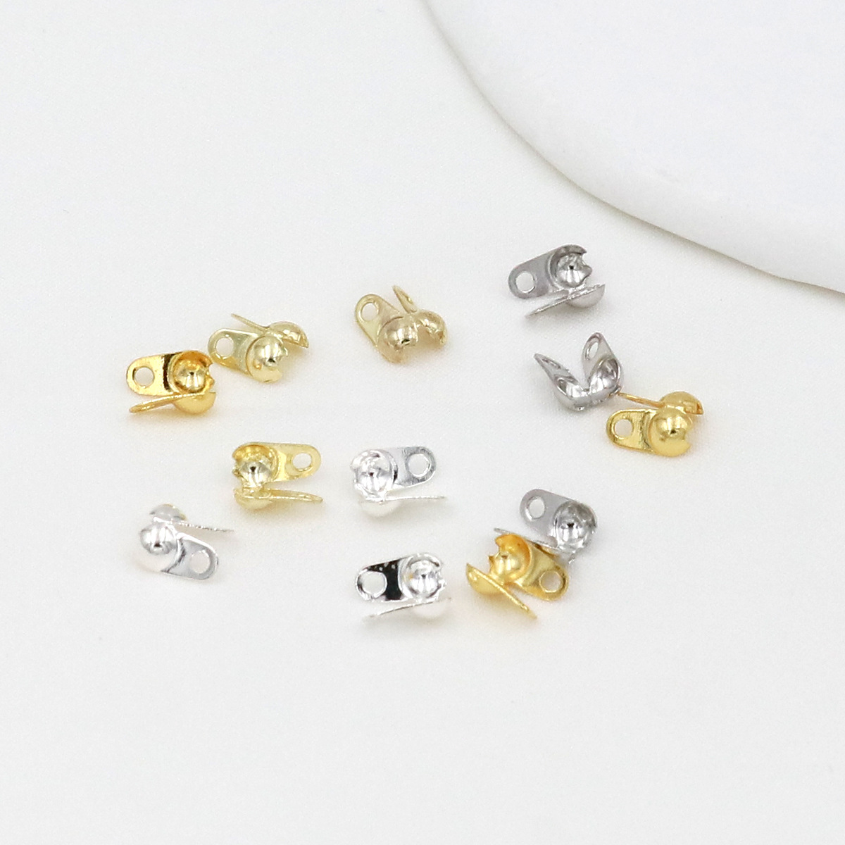 18K金メッキカロットビーズチップノットカバークリンプエンド - Jewelry Making Knots のレビューと価格