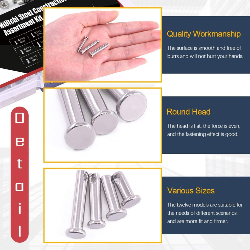 平頭円筒ピン M3 M4 M5 詰め合わせセット 96個 3 - Head Pin Assorted のレビューと価格