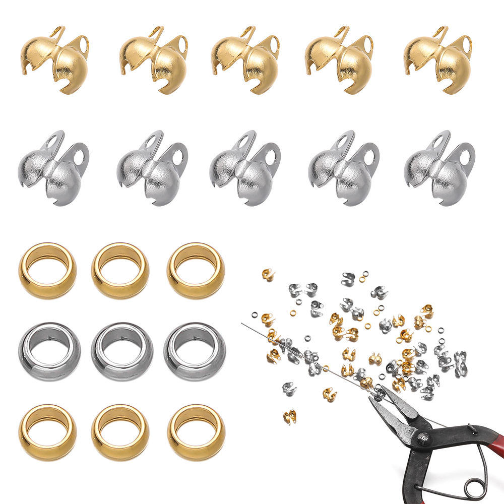 1 セットステンレス鋼圧着ビーズヒントノットカバークラムシェ - Jewelry Making Knots のレビューと価格
