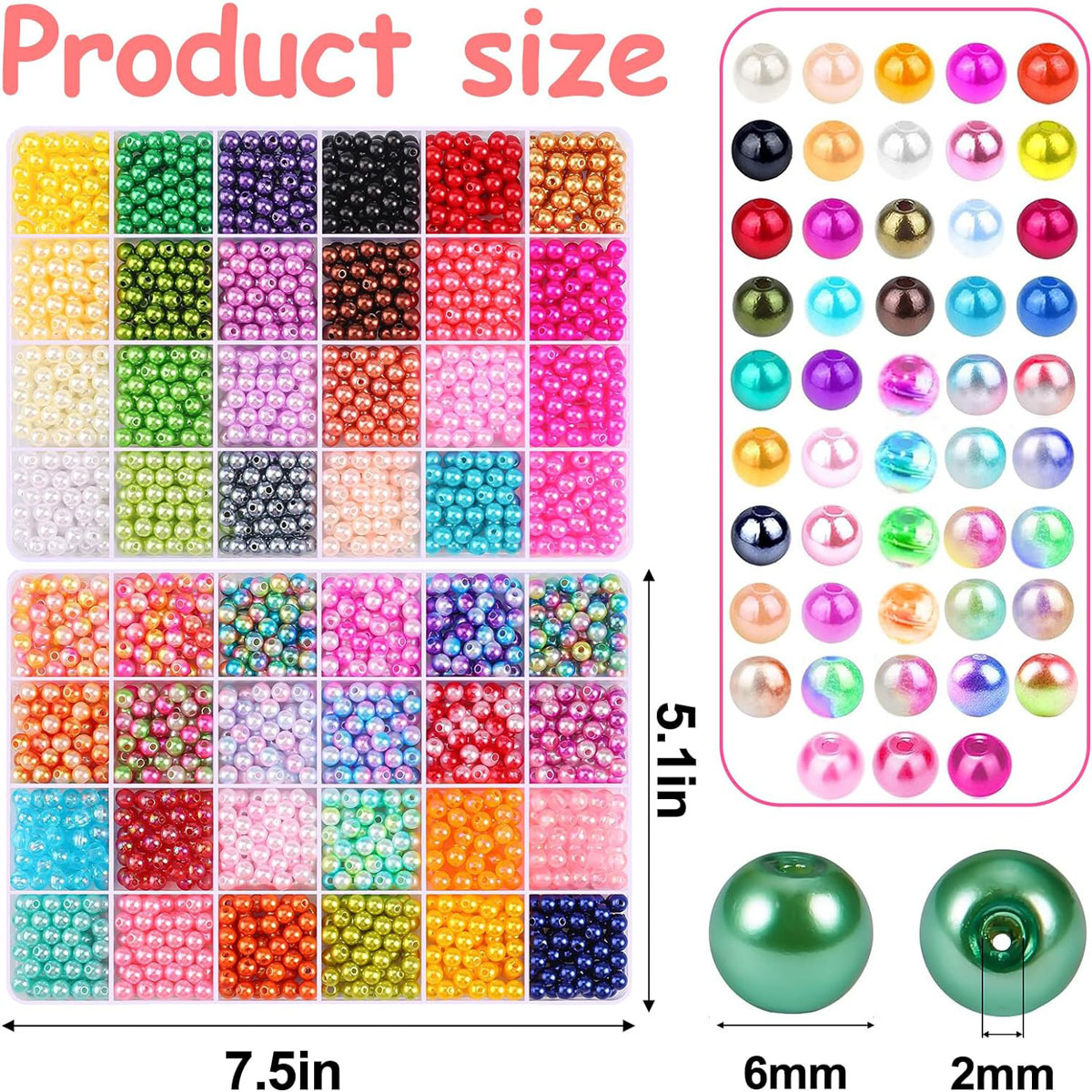 パールジュエリー作りキット,初心者向けラウンドビーズ,48コ - Bead Organizer Tray のレビューと価格