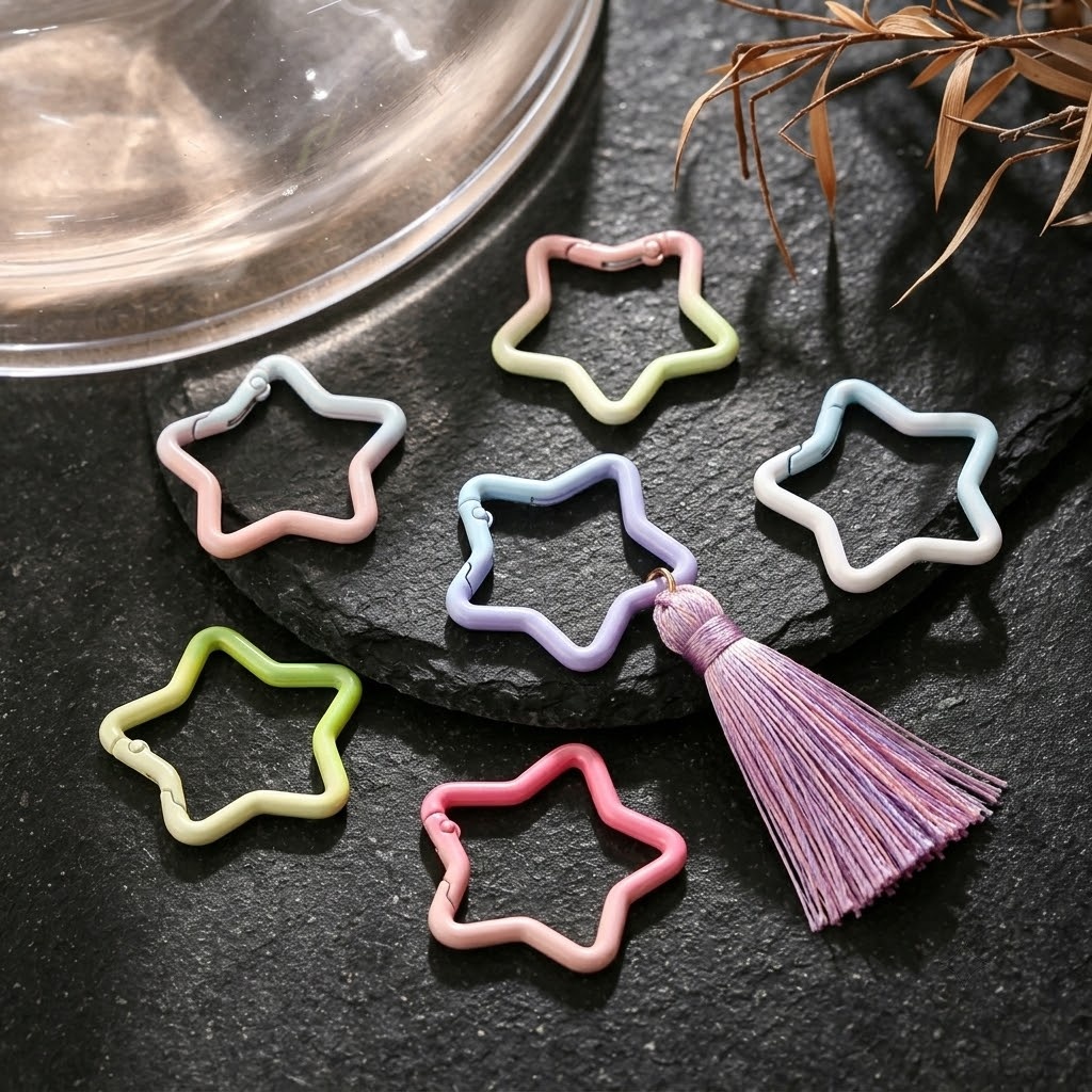 5 個のグラデーション星形スプリングリングクラスプカラフルな - Jewelry Making Essentials のレビューと価格
